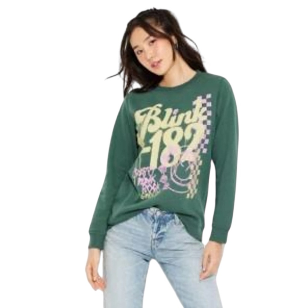 Green Graphic Sweatshirt blink 182